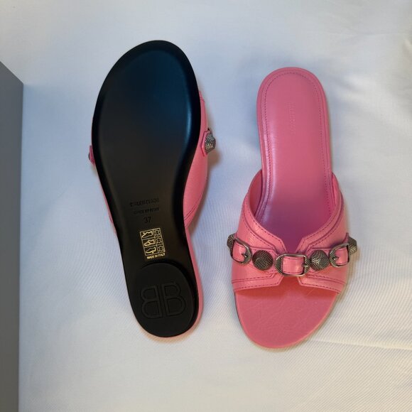 NWT Balenciaga Cagole flat sandal mule size 37 - 7US pink lambskin - Picture 6 of 6